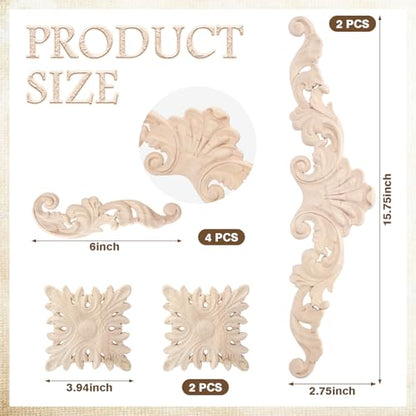 Croblissful 8 Pcs Wood Appliques and Onlays, Adorable Style, Large Size - size: Large Size, style: Adorable Style
