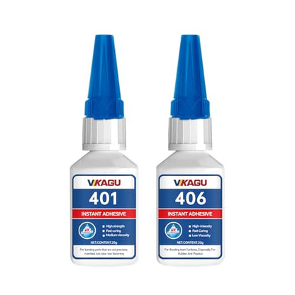 401 & 406 Instant Adhesive Super Glue 20g All-Purpose Universal Suitable for Plastic Wood Metal Rubber Leather 2 Pack - size: 401 & 406, style: 2 Pack