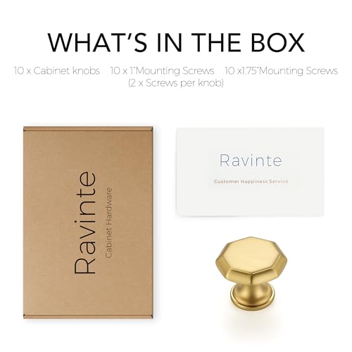 Ravinte Gold Single Hole Round Cabinet Knobs,Zinc Pull,10 Pack - color: Gold