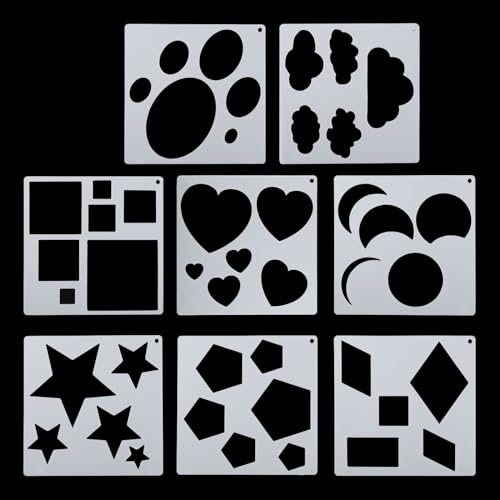 PATIKIL 16Pack Geometry Painting Stencils Paint Stencils Colorful