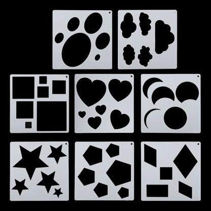 PATIKIL 16Pack Geometry Painting Stencils Paint Stencils Colorful