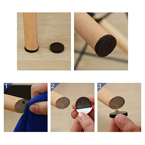 uxcell 70pcs Furniture Pads Round 3/4" Self-stick Non-slip Anti-scratch Felt Pads Floors Protector Dark Brown - size: 19 x 5mm