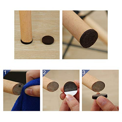 uxcell 70pcs Furniture Pads Round 3/4" Self-stick Non-slip Anti-scratch Felt Pads Floors Protector Dark Brown - size: 19 x 5mm