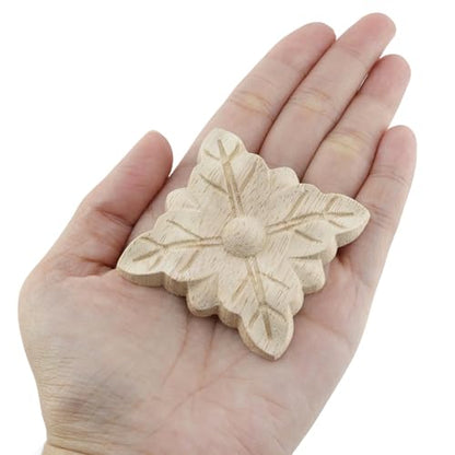 T Tulead Wood Carved Appliques, Square Leaf, 1.9"x1.9", 6PCS - style: Leaf, 1.9"x1.9", 6pcs
