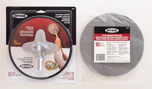 Hyde 9-Inch Radial Sander with Pivoting Head, Kit, 09802 - size: 9-Inch Sander with 180 Grit Sheets