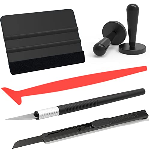 Spanno Vinyl Wrap Tool - Automotive Kit for Car Wraps & Tint, Includes Squeegee, Magnet Holder & Utility Knife - color: 5 in 1 Set