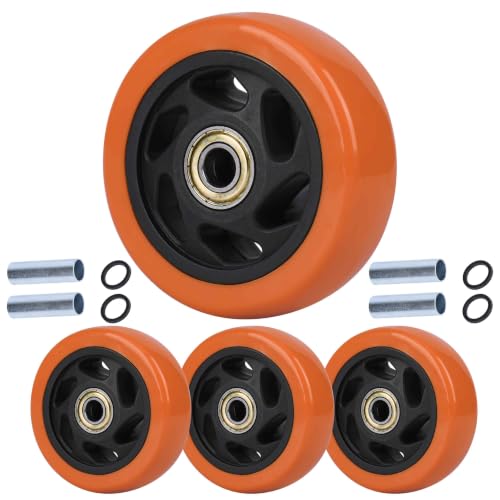 4" Caster Replacement Wheels Heavy Duty Polyurethane 4 Pack Orange - color: Orange, size: 4 inch