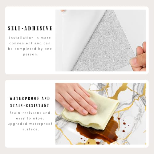 Peel and Stick Kitchen Backsplash Tiles 16PCS – Waterproof Self Adhesive Wall Stickers, Easy DIY Stick On, Heat Resistant Decorative Wall Covering (Calacatta Gold Foil) - color: Calacatta Gold Foil