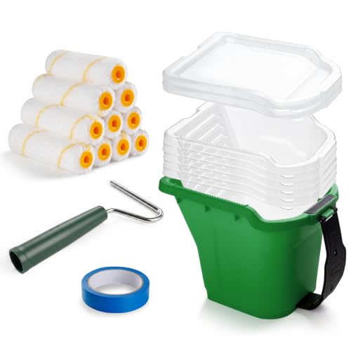 Paint Bucket Hand Held with Lids, 4" Paint Roller Kit, 20 Pack