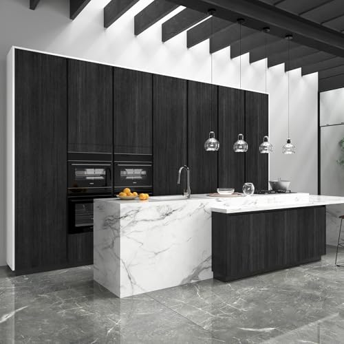 WESTICK Large Wood Grain Wallpaper Peel and Stick Countertops Waterproof Modern Wood Contact Paper Self Adhesive Black Wallpaper Repvable Kitchen Wooden Wall Paper for Cabinets Furniture 24"x394" - size: 24" x 394"