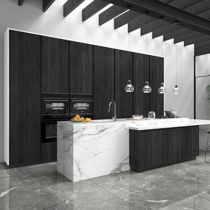 WESTICK Wood Countertop Contact Paper Peel and Stick Wallpaper Waterproof Self Adhesive Faux Wood Grain Contact Paper for Countertops Kitchen Cabinet Wall Furniture Wooden Vinyl Wrap 15.8"x393" Black - size: 15.8" x 394"