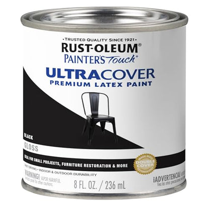 Rust-Oleum Painter's Touch Latex Brush-On Paint, Gloss Black - color: Gloss Black, size: 8 Fl Oz (Pack of 1)