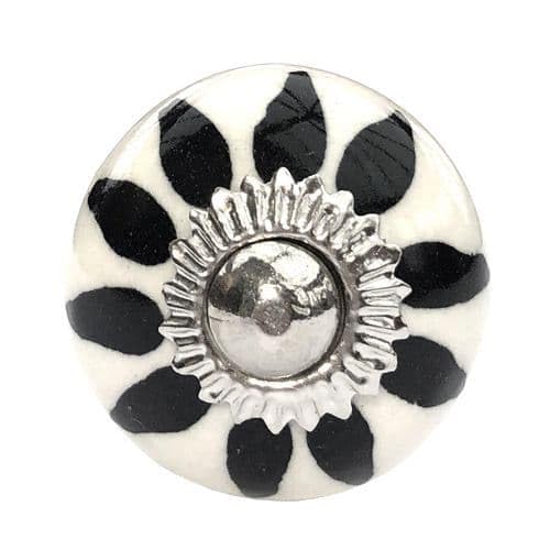 Set of 10 Ceramic Cabinet Colorful Knobs for Kitchen, Cabinet, Drawer, Wardrobe (Black & White2) - color: Black & White2