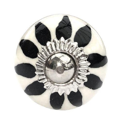 Set of 10 Ceramic Cabinet Colorful Knobs for Kitchen, Cabinet, Drawer, Wardrobe (Black & White2) - color: Black & White2
