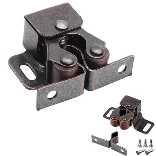 6 Pack Cabinet Latch - Double Roller Catch Hardware for Cupboard Closet Kitchen Cabinet Door Latches and RV Cabinet,Bronze - color: Bronze