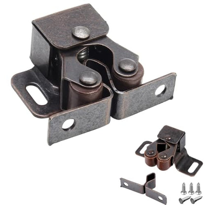 6 Pack Cabinet Latch - Double Roller Catch Hardware for Cupboard Closet Kitchen Cabinet Door Latches and RV Cabinet,Bronze - color: Bronze