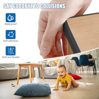 16.4FT U-Shape Plywood Edge Banding, 3/4 inch Rubber U Channel Edge Trim Self Adhesive Edge Protector for Veneer Countertop Table Cabinet Repair Furniture (15mm, Black)