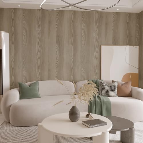 48x197 inch Oak Wood Grain Contact Paper Peel and Stick Walnut Texture Wallpaper Waterproof Thick Wooden Look Wallpaper Removable Self-Adhesive Wood Vinyl Wrap Roll for Kitchen Countertop Cabinet