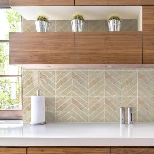 STICKGOO Herringbone Peel and Stick Backsplash, Galala Beige, 10 Sheets - color: Galala Beige, size: Pack of 10