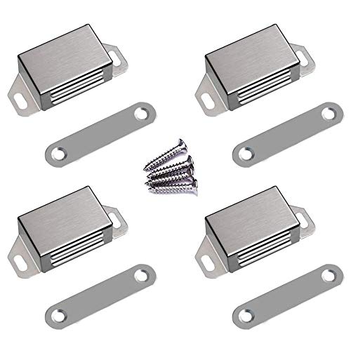 WOOCH Magnetic Door Catch - 30lb High Magnetic Stainless Steel Heavy Duty Catch for Kitchen Bathroom Cupboard Wardrobe Closet Closures Cabinet Door Drawer Latch (2.1 in Silver, 4-Pack) - color: Silver, size: 4 Pack