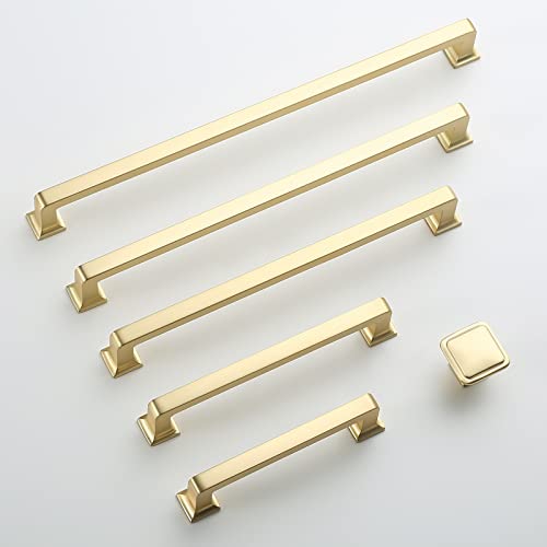 9BUILD 10 Pack 5 Inch Brushed Brass Cabinet Pulls,Kitchen Hardware - color: Brushed Brass, size: 5"/128MM Hole Center