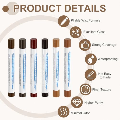 uxcell 12Pcs Wood Filler Sticks Kit, 12 Colors Sandal& Birch Series - color: Sandalbirch Series
