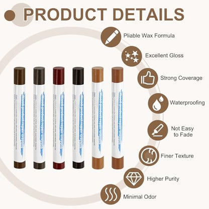 uxcell 12Pcs Wood Filler Sticks Kit, 12 Colors Sandal& Birch Series - color: Sandalbirch Series