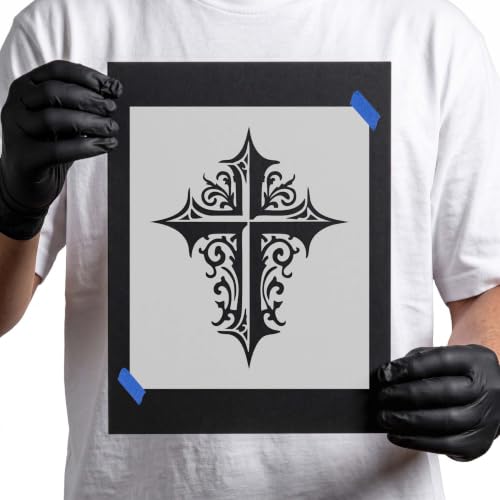 Ornate Gothic Cross Stencil - 6 Inch - Crafts, Cards, Signs & DIY Projects - Durable 14 Mil Mylar Plastic - color: Ornate Gothic Cross, size: 6 Inches