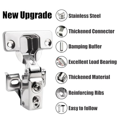 BESTEEL 100 Pack 1/2 inch Overlay Soft Close Cabinet Door Hinges for Kitchen Cabinet Hinge, 100 Degree Opening Angel, Stainless Concealed Kitchen Cabinets Hinge Self Closing with Drilling Tool &Manual - size: 100 PCS