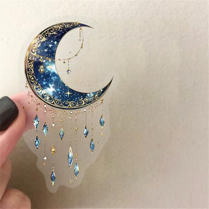 Fantasy Galaxy Stickers - 50pcs Aesthetic Transparent Waterproof Celestial Decals for Water Bottle Laptops,Scrapbook,Journals,Kindle Case Teens and Adults (Bright Color) - color: Bright Color