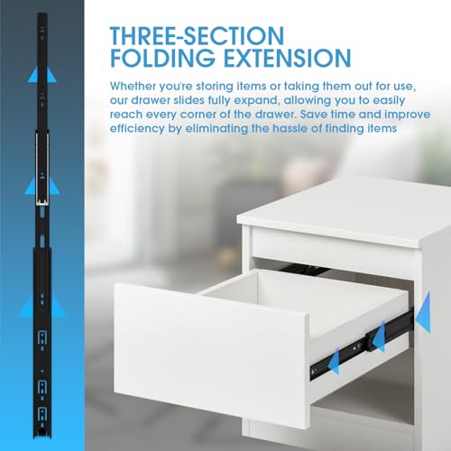 SHUHANG 5 Pair Full Extension Drawer Slides 10 12 14 16 18 20 22 24 Inch 100 lb Load Capacity Side Mount Ball Bearing Rails Cabinet Dresser Glides Wardrobe Kitchen Trash Can Slider Runners Black - size: 8 Inch, style: 5 Pair (Black)