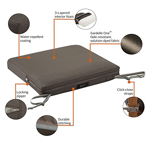 Classic Accessories Ravenna Seat Cushion, 17" W x 15" D x 2" Thick, Dark Taupe - color: Dark Taupe, size: 17"W x 15"D x 2"Thick
