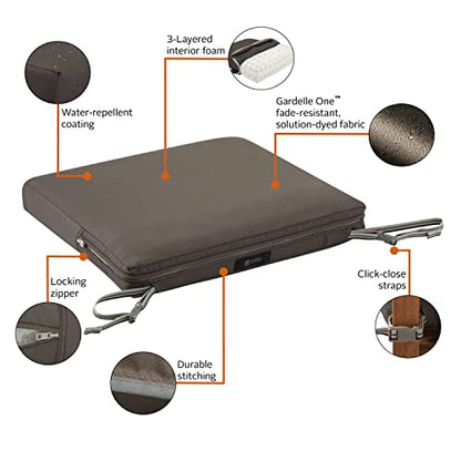 Classic Accessories Ravenna Seat Cushion, 17" W x 15" D x 2" Thick, Dark Taupe - color: Dark Taupe, size: 17"W x 15"D x 2"Thick