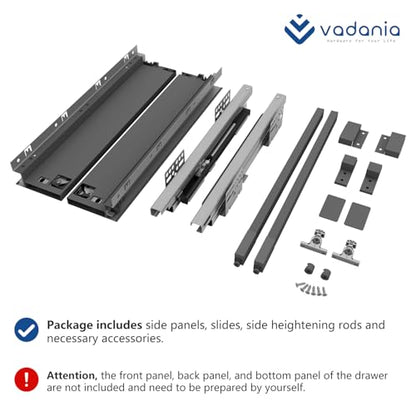 VADANIA 20" Undermount Drawer Slide Set with Side Panels - size: 20 Inch, style: Drawer System