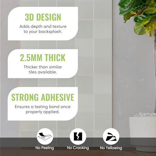 Select 5 Pack Peel and Stick Backsplash Square Tiles, 12x12 in, Stone White - color: Stone White, size: Square Shape