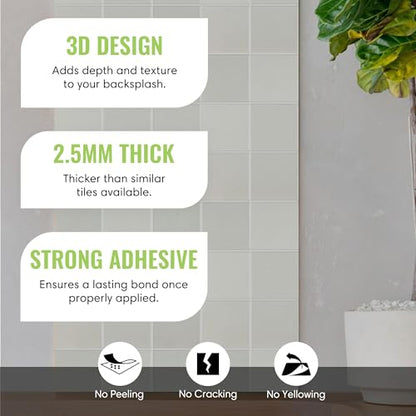 Select 5 Pack Peel and Stick Backsplash Square Tiles, 12x12 in, Stone White - color: Stone White, size: Square Shape