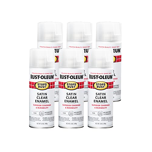 Rust-Oleum 285092-6PK Stops Rust Spray Paint, 12 oz, Satin Clear, 6 Pack - color: Satin Clear, size: 12 Ounce (Pack of 6)