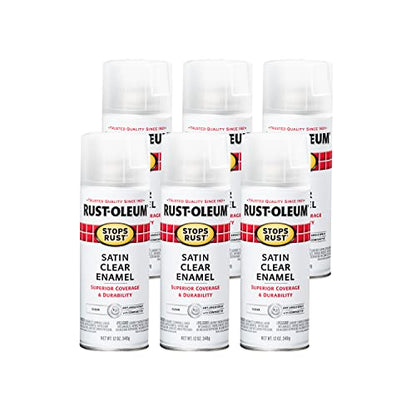 Rust-Oleum 285092-6PK Stops Rust Spray Paint, 12 oz, Satin Clear, 6 Pack - color: Satin Clear, size: 12 Ounce (Pack of 6)