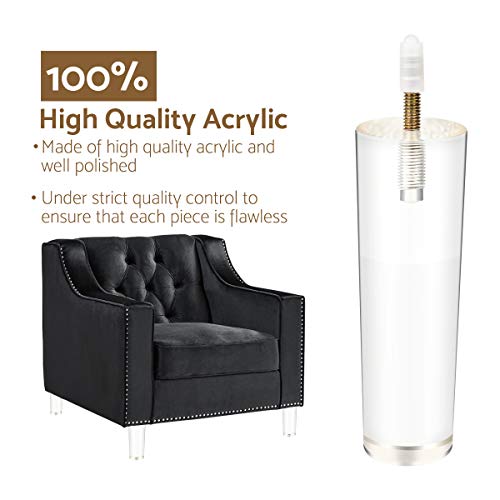 La Vane 4 inch Acrylic Tapered Furniture Legs with M8 Bolts & Plates,4PCS - size: 4"/10cm
