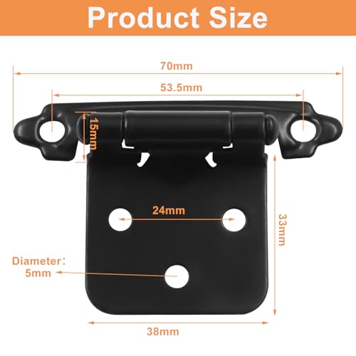 Self Closing Cabinet Hinges, 10 Pack, Black - color: Black