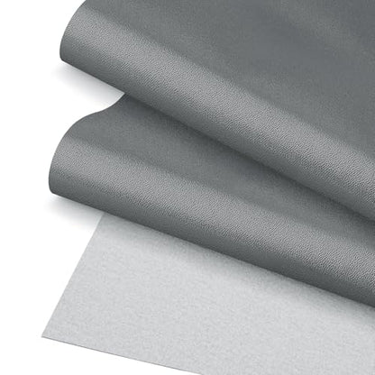 Grey Faux Leather Fabric 118"×55" Smooth Grain Upholstery Vinyl - color: Gray Smooth Grain, size: 118"x55" (300cm x 140cm)