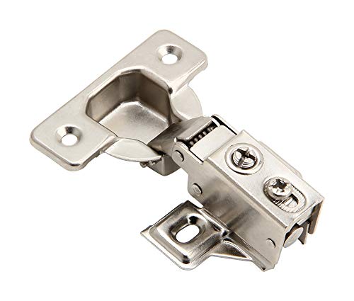 Silverline 2 Pack Soft Close 1/2 Inch Overlay Short Arm Kitchen Cabinet Hinges, Brushed Nickel 95 Opening Degree Concealed Face Frame Door Hinges with Mounting Screws