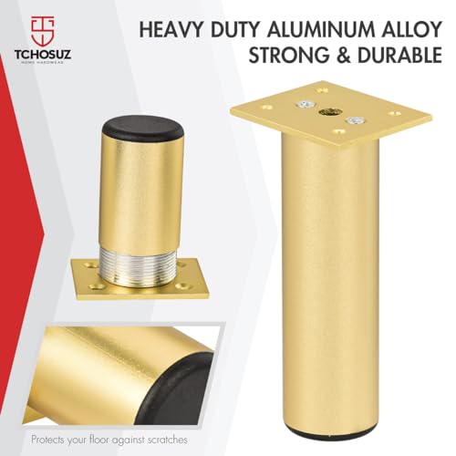 6 Inch Aluminium Alloy Metal Furniture Legs, Set of 4 Round Gold - color: Black, size: 6"/15cm