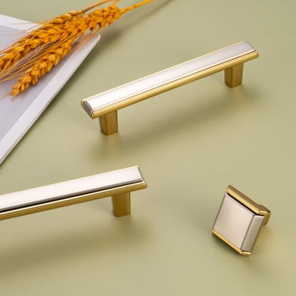 Nickel and Gold Cabinet Pulls Drawer Handle 3-3/4 Inch 10 Pack 2281 - color: Brushed Nickel & Gold, size: 3-3/4 In Hole Distance, style: 10 Pack