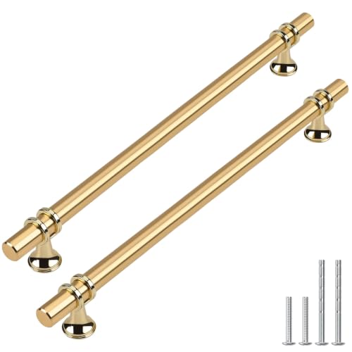 Haliwu 10 Pack Gold Cabinet Handles, Brushed Brass Cabinet Pulls Kitchen Handles Barrel Champagne Gold Pull Kitchen Hardware, 8 inch Hole to Hole Center - color: Gold, size: 8-inch (204mm) hole spacing