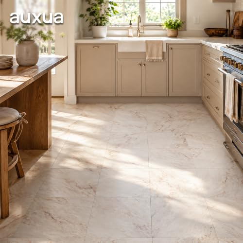 Marble Grain 12x12 Peel and Stick Floor Tile, Creamstone Marble, 10 PCS - color: Creamstone Marble