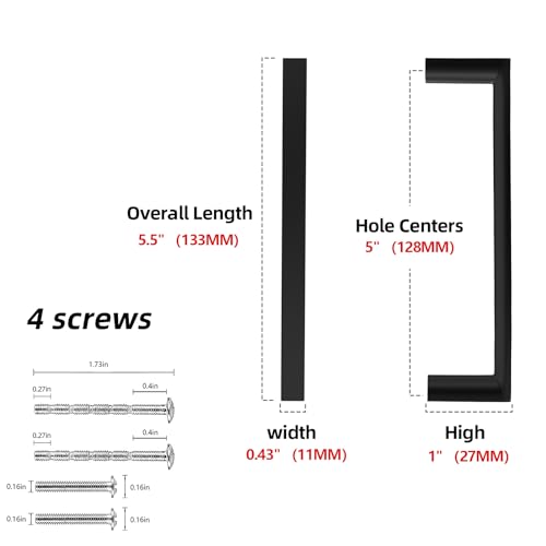 Matte Black Kitchen Cabinet Pulls 5 Inch 10 Pack - color: Matte Black, size: 5'' Hole Center(128mm)