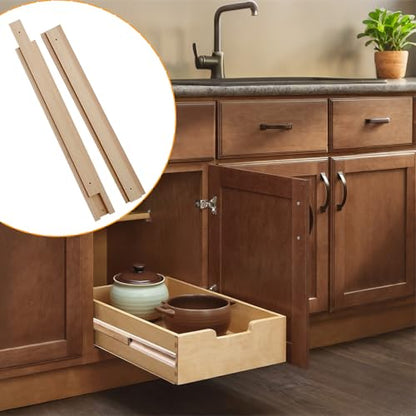 Wood Drawer Slides 16 Inch, Solid Beech Wood Center Guide Track Replacement - size: 15-3/4“