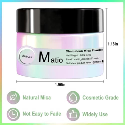 Matio Chameleon Mica Powder, 1.06oz/ 30g Ocean Heart White Chrome Powder - color: W-Ocean Heart