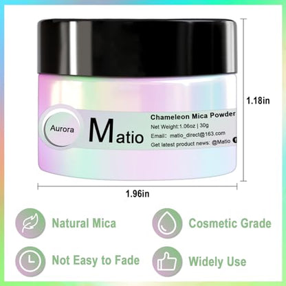 Matio Chameleon Mica Powder, 1.06oz/ 30g Ocean Heart White Chrome Powder - color: W-Ocean Heart